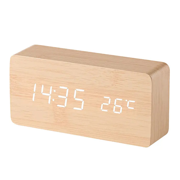 عرض انخفاض السعر USB Wood LED ساعة الجدول الرقمي